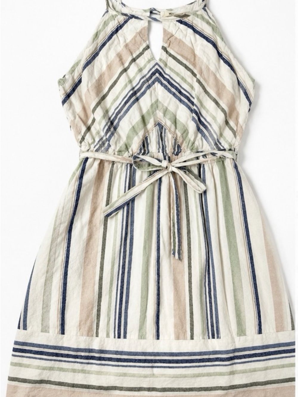 Mi Ami Women’s Linen Blend Striped Halter Dress with Tie